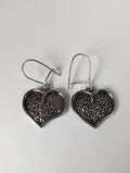 Silver Steed Detailed Heart Dropped Earrings