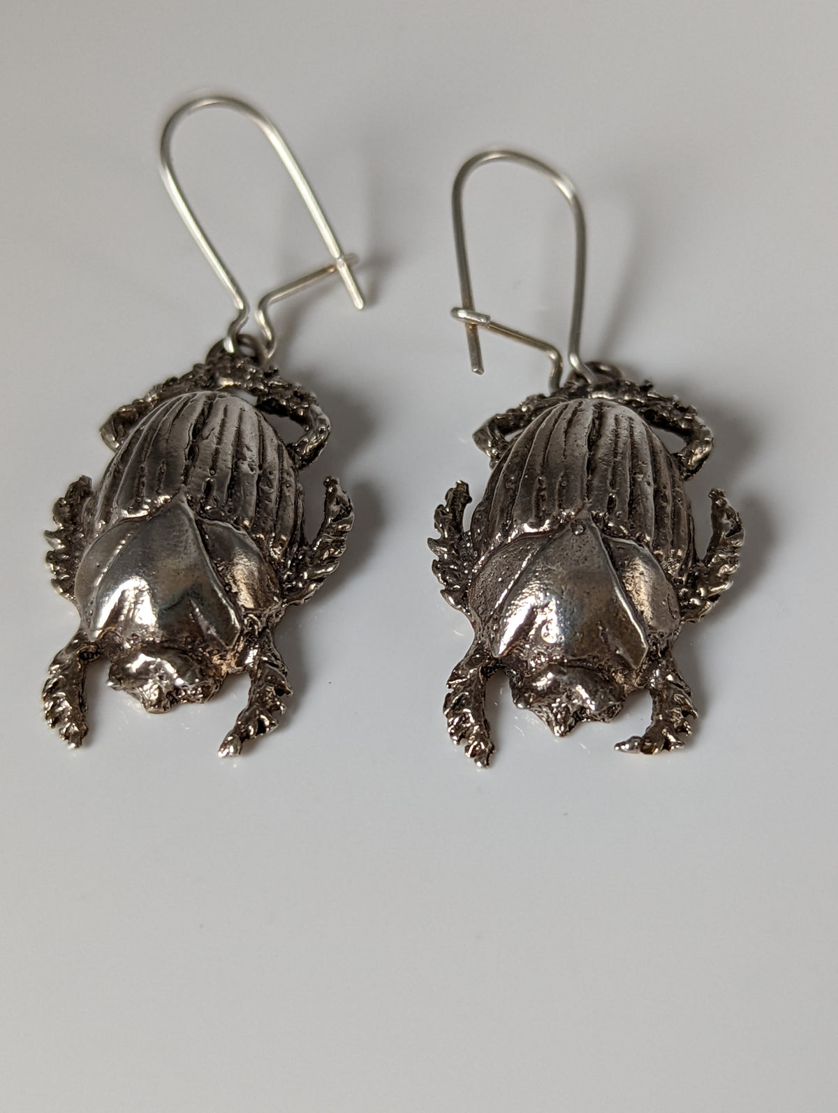Silver Steed Scarab Dropped Earrings