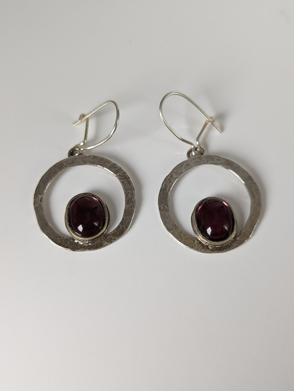 Silver Steed Purple Crystal Loop Dropped Earrings