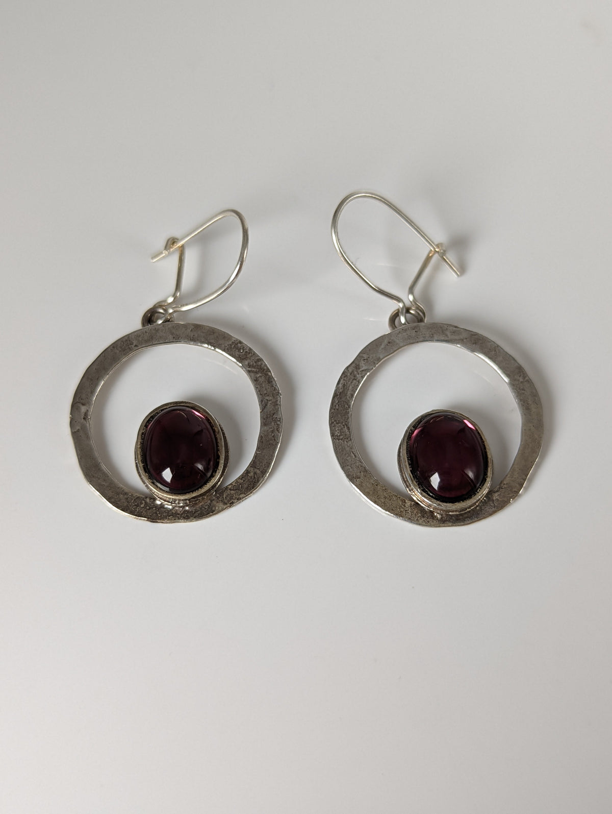 Silver Steed Purple Crystal Loop Dropped Earrings