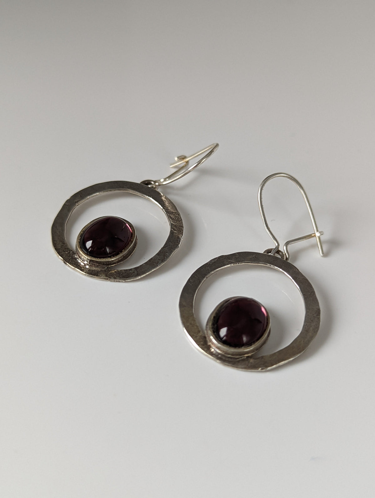 Silver Steed Purple Crystal Loop Dropped Earrings