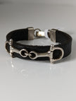 Silver Steed Leather Silver Snaffle Bracelet