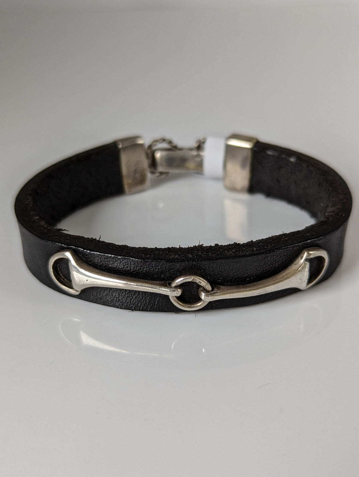 Silver Steed Leather Silver Snaffle Bracelet
