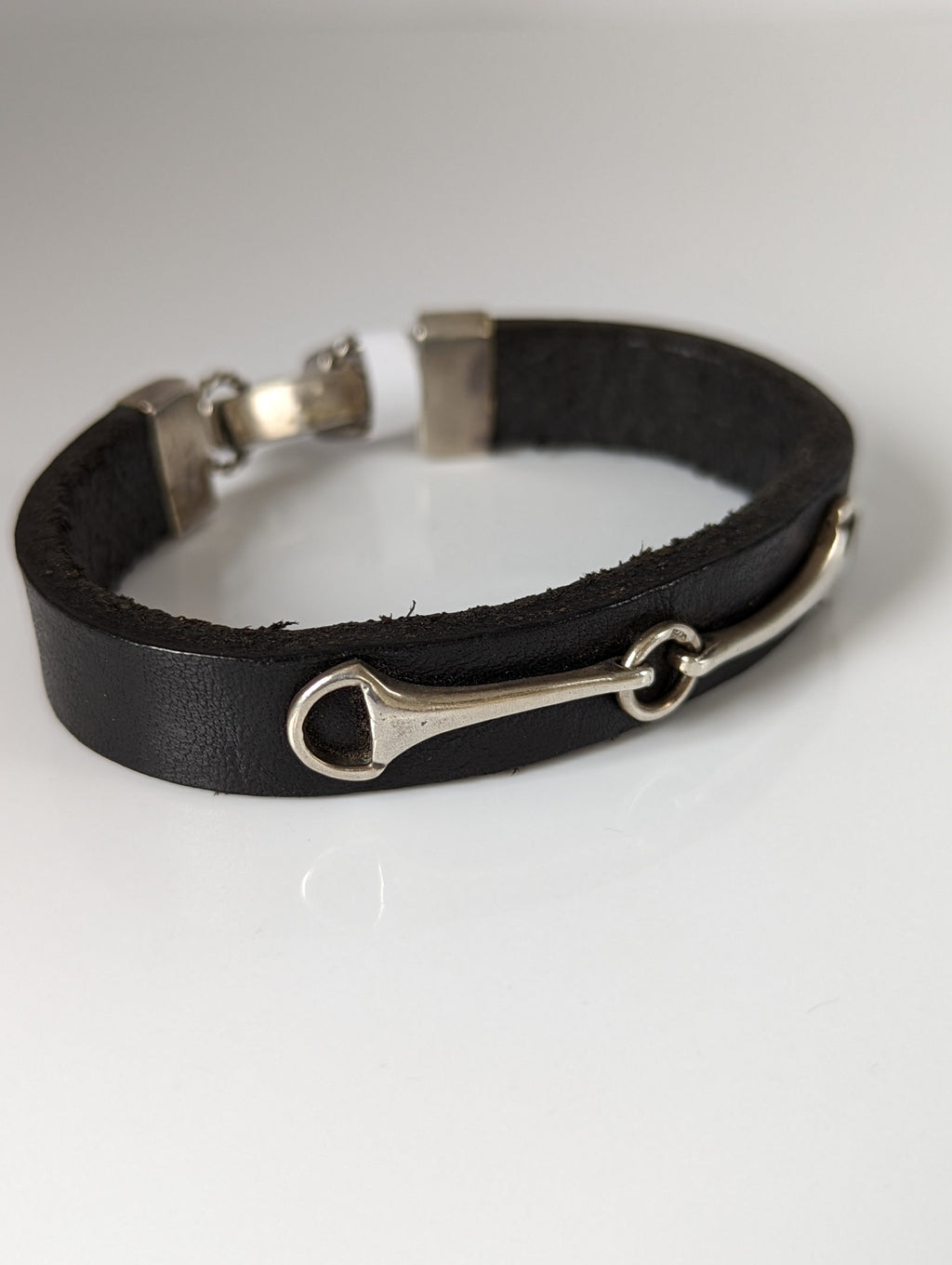 Silver Steed Leather Silver Snaffle Bracelet
