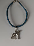 Silver Steed Assorted Charms on Leather Cord Bracelet