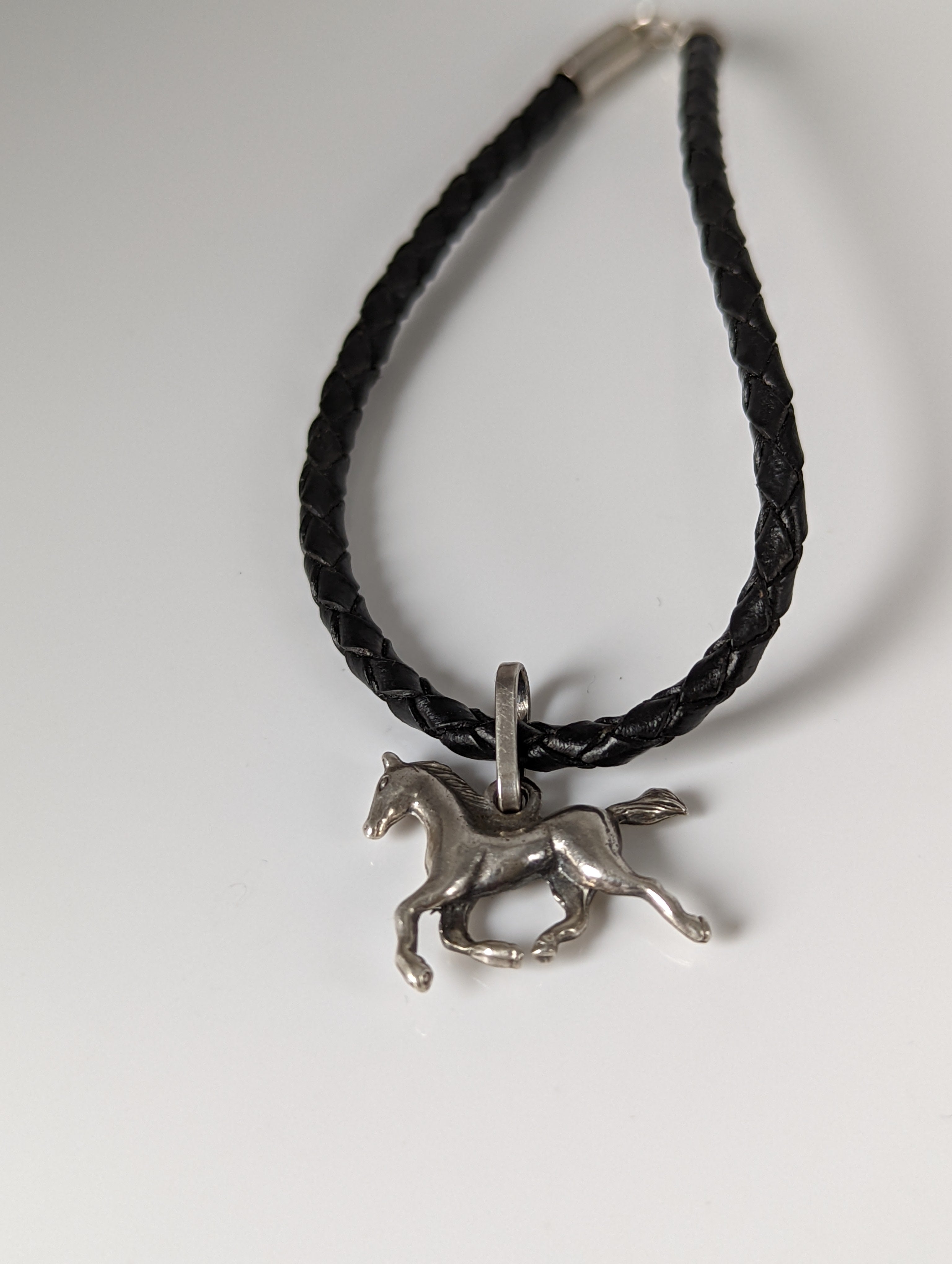 Silver Steed Assorted Charms on Leather Cord Bracelet