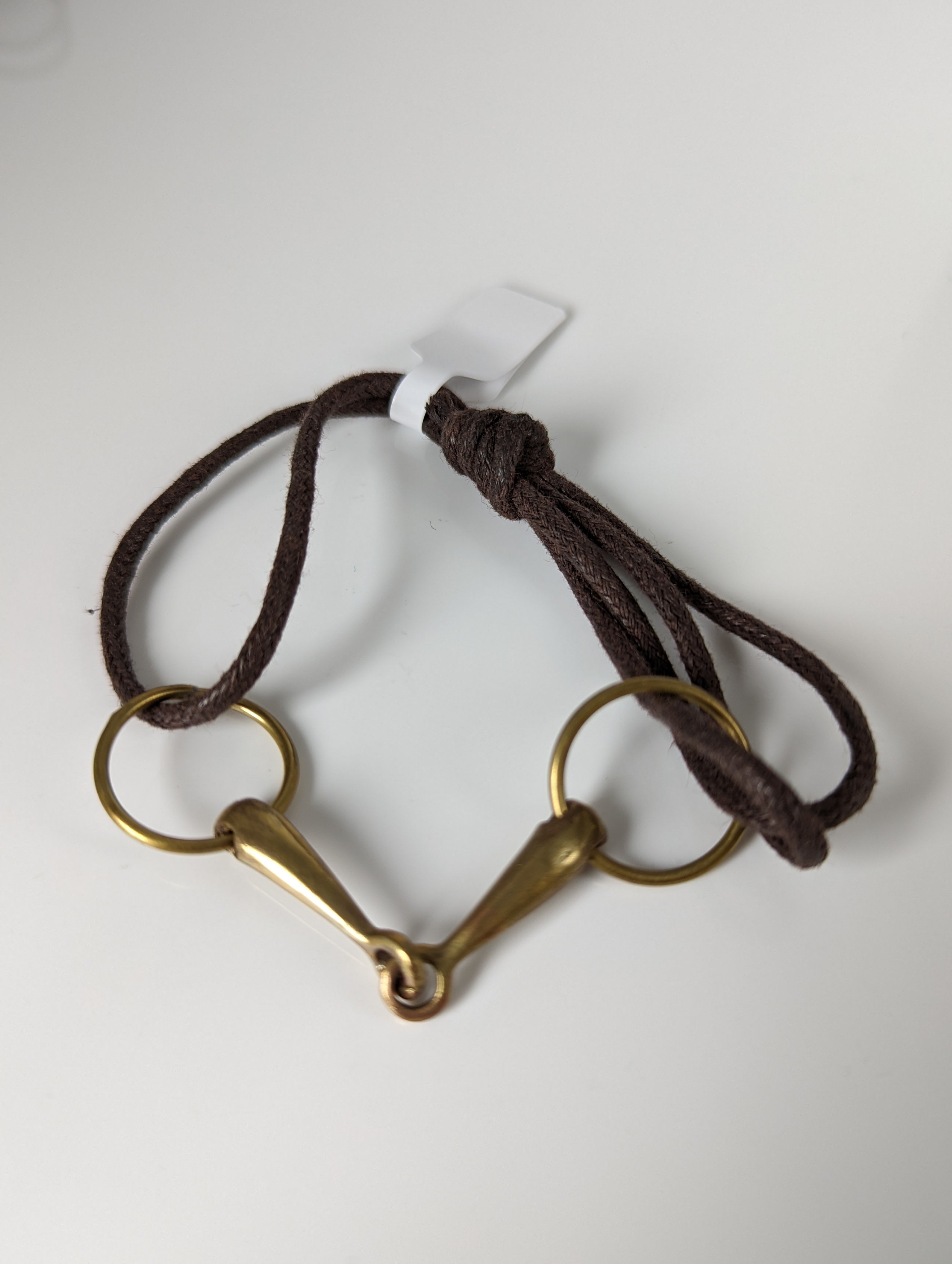 Silver Steed Leather Brass Snaffle Cord Bracelet
