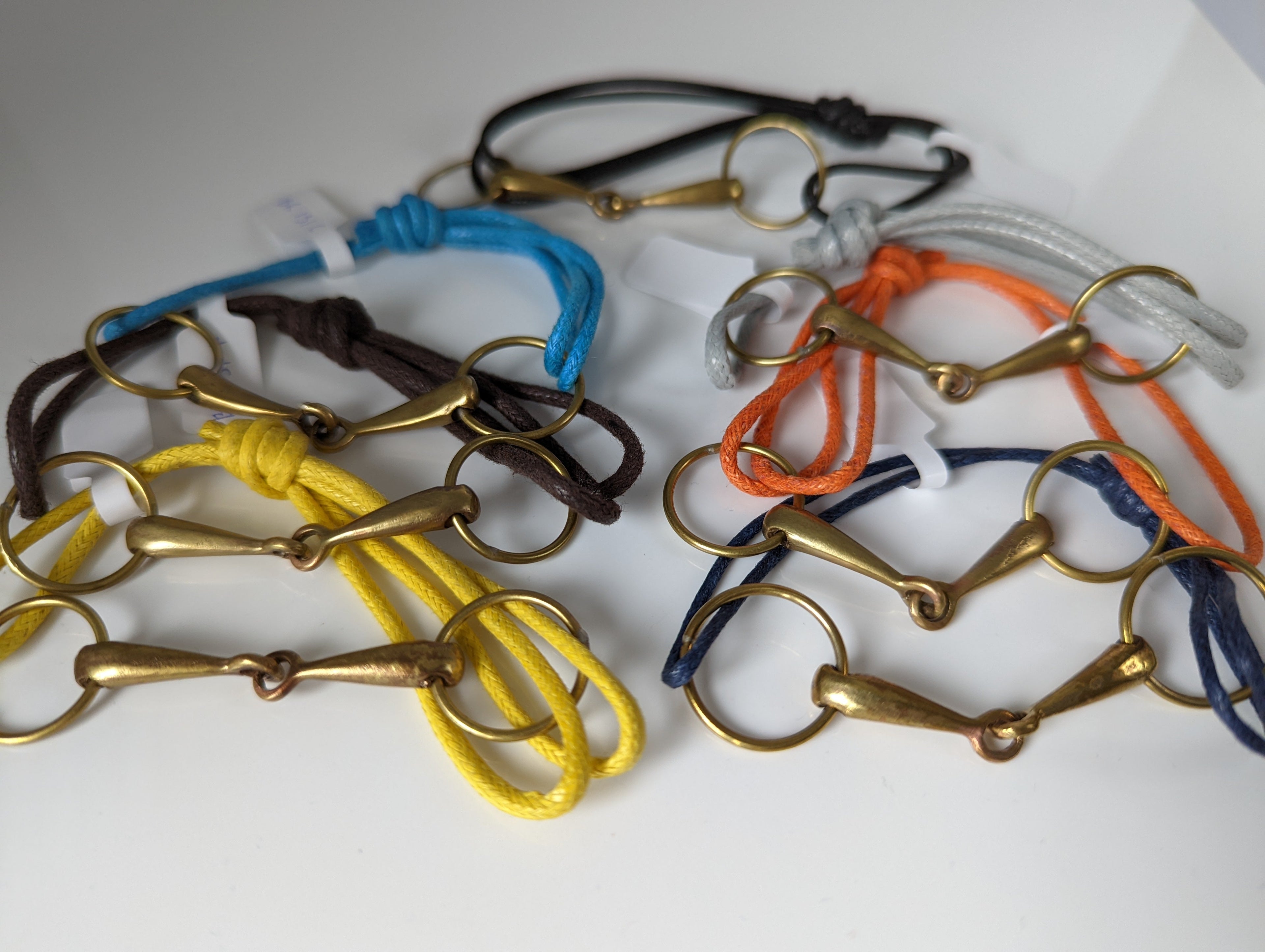 Silver Steed Leather Brass Snaffle Cord Bracelet