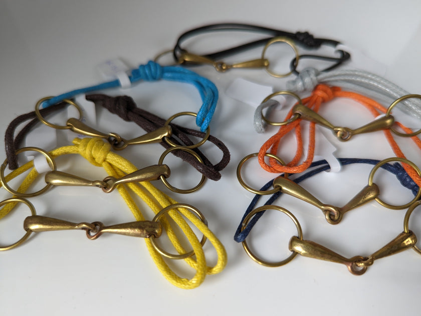Silver Steed Leather Brass Snaffle Cord Bracelet