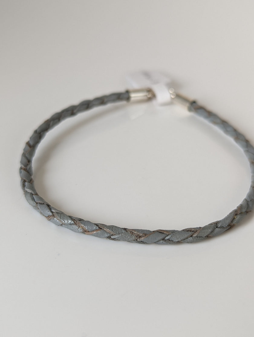 Silver Steed Leather Cord Bracelet
