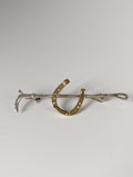 Silver Steed Shoe & Cane Gold Brooch / Stock Tie Pin