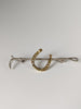 Silver Steed Shoe & Cane Gold Brooch / Stock Tie Pin