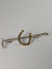 Silver Steed Shoe & Cane Gold Brooch / Stock Tie Pin
