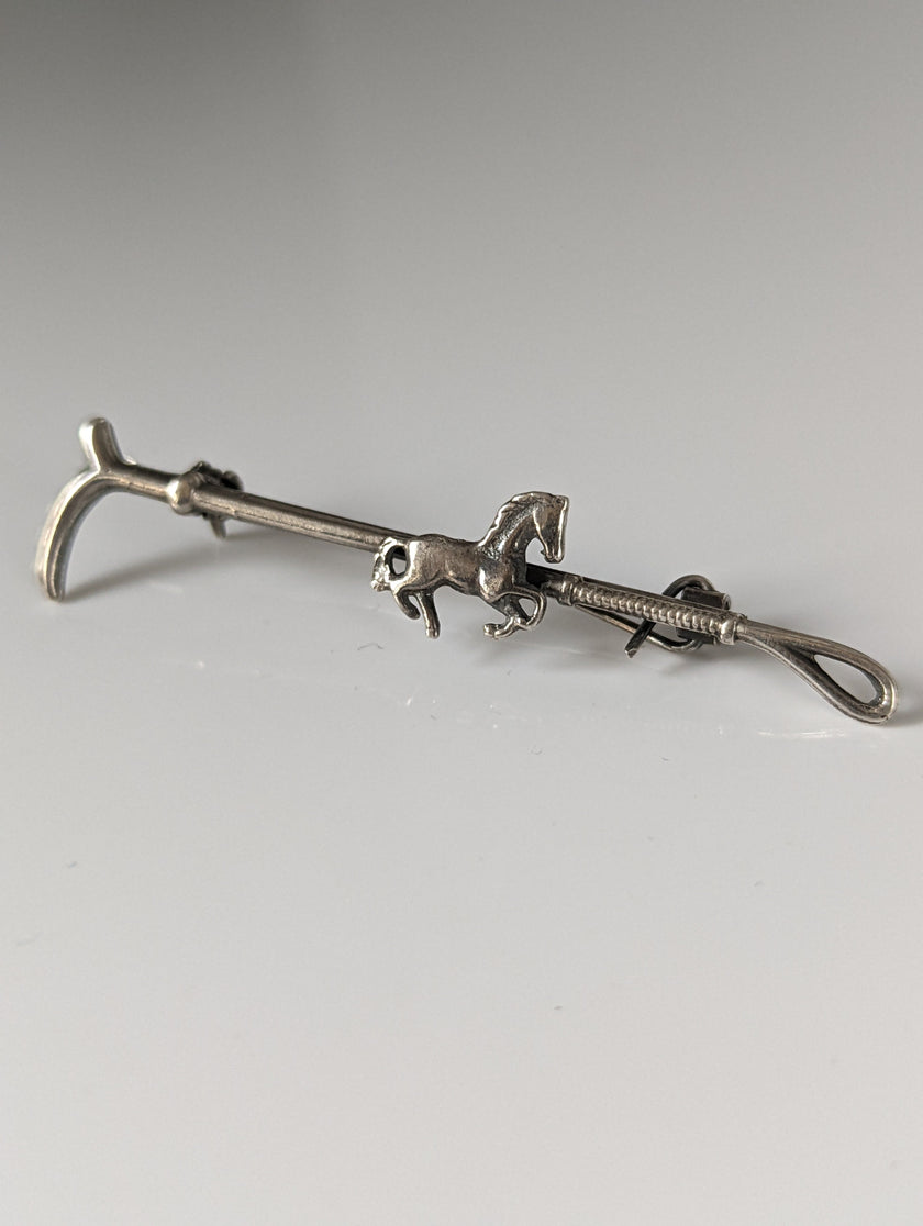 Silver Steed Running Horse Brooch / Stock Tie Pin