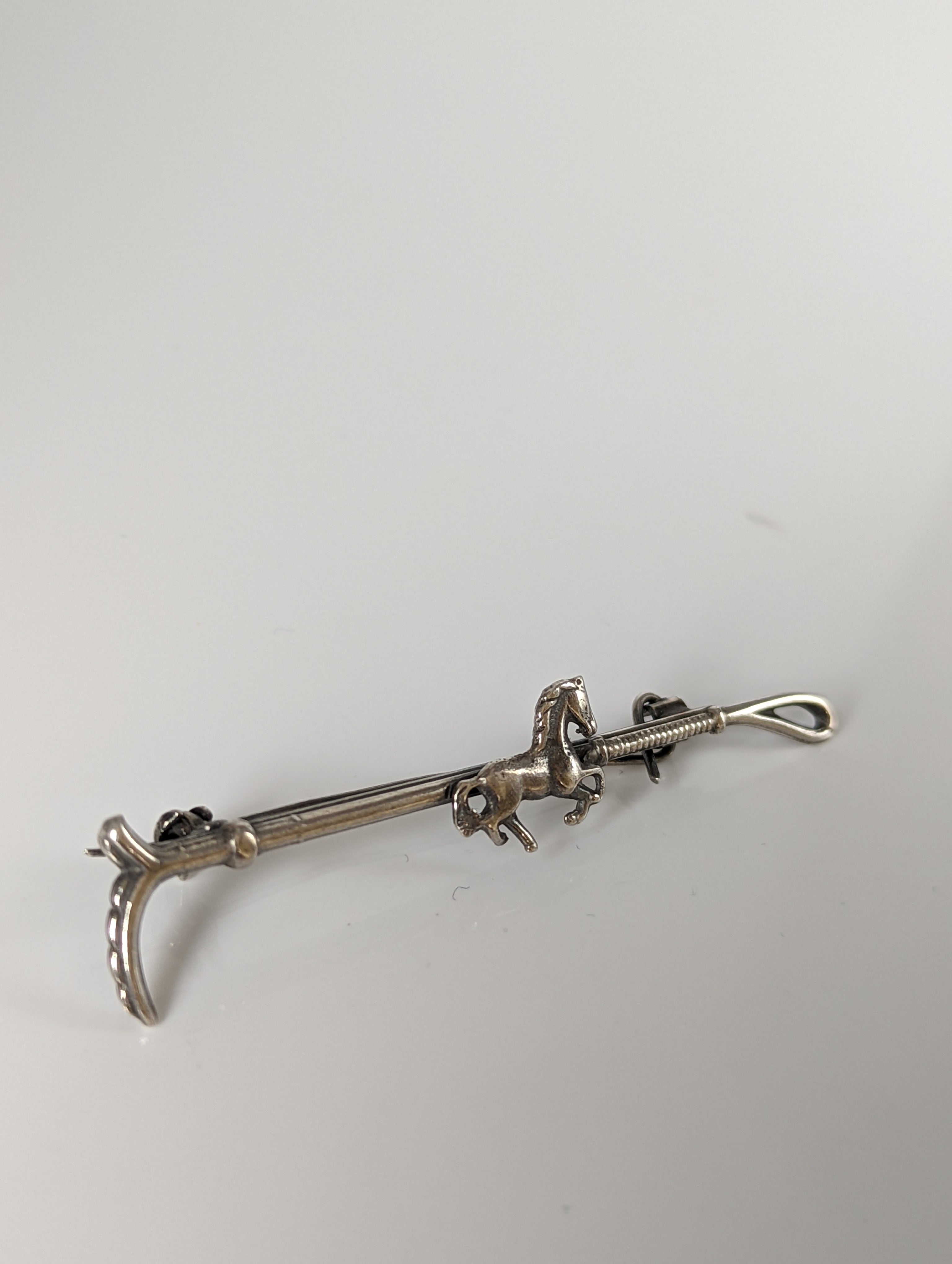 Silver Steed Running Horse Brooch / Stock Tie Pin