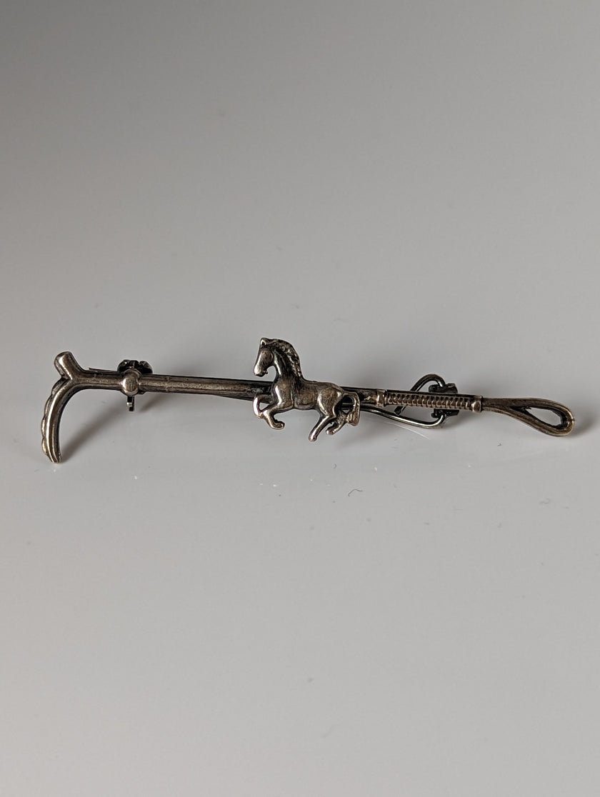 Silver Steed Running Horse Brooch / Stock Tie Pin