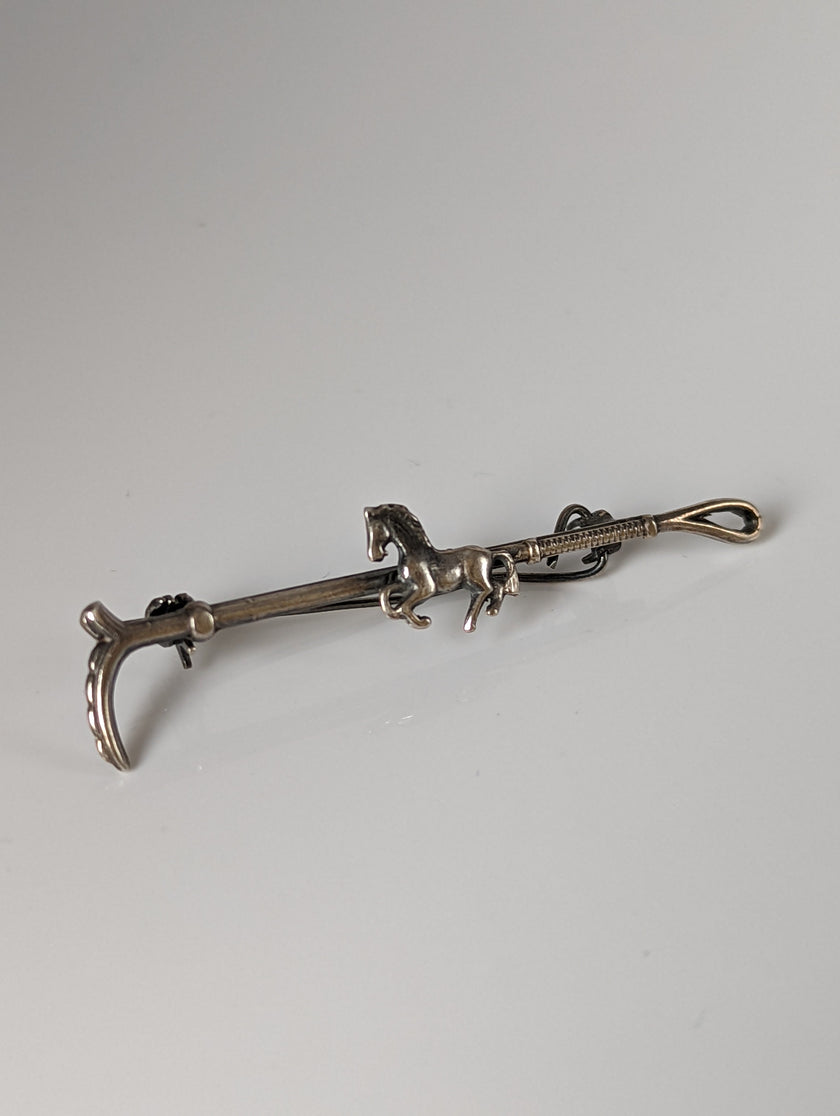 Silver Steed Running Horse Brooch / Stock Tie Pin