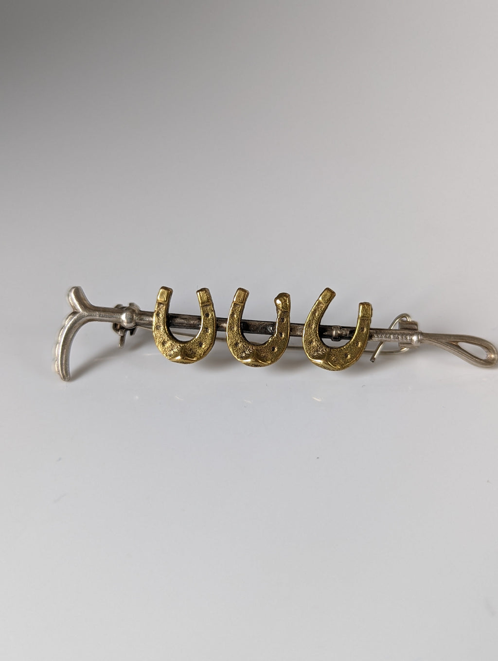 Silver Steed Triple Shoe & Cane Brooch / Stock Tie Pin