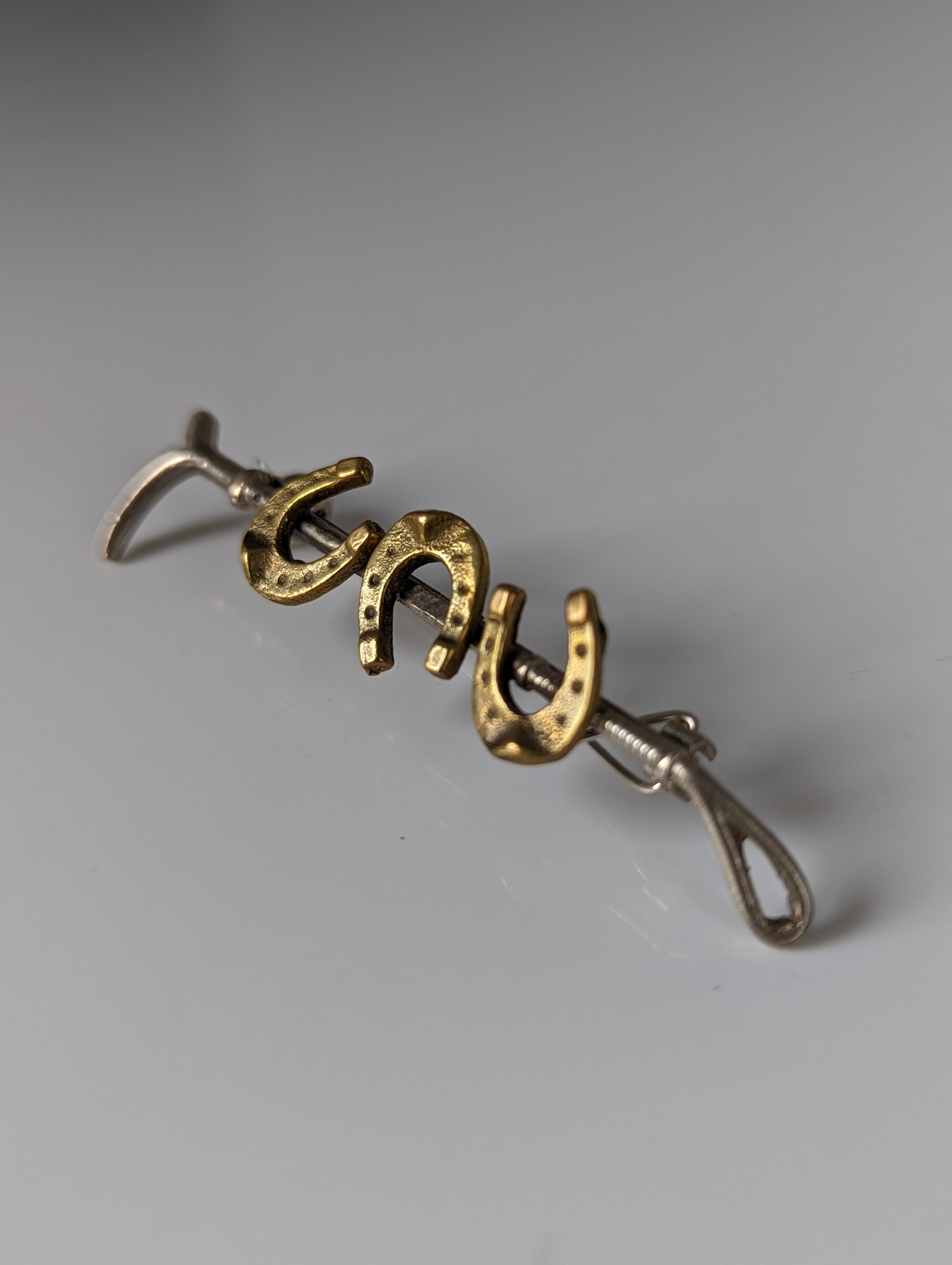 Silver Steed Triple Shoe & Cane Brooch / Stock Tie Pin