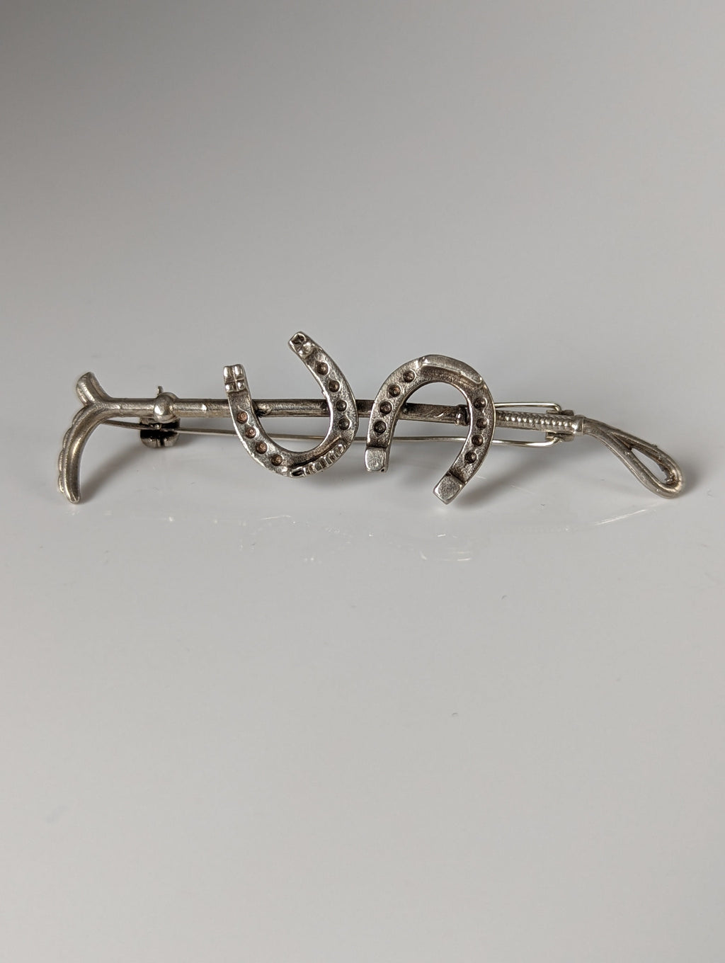 Silver Steed Double Shoe Silver Brooch / Stock Tie Pin