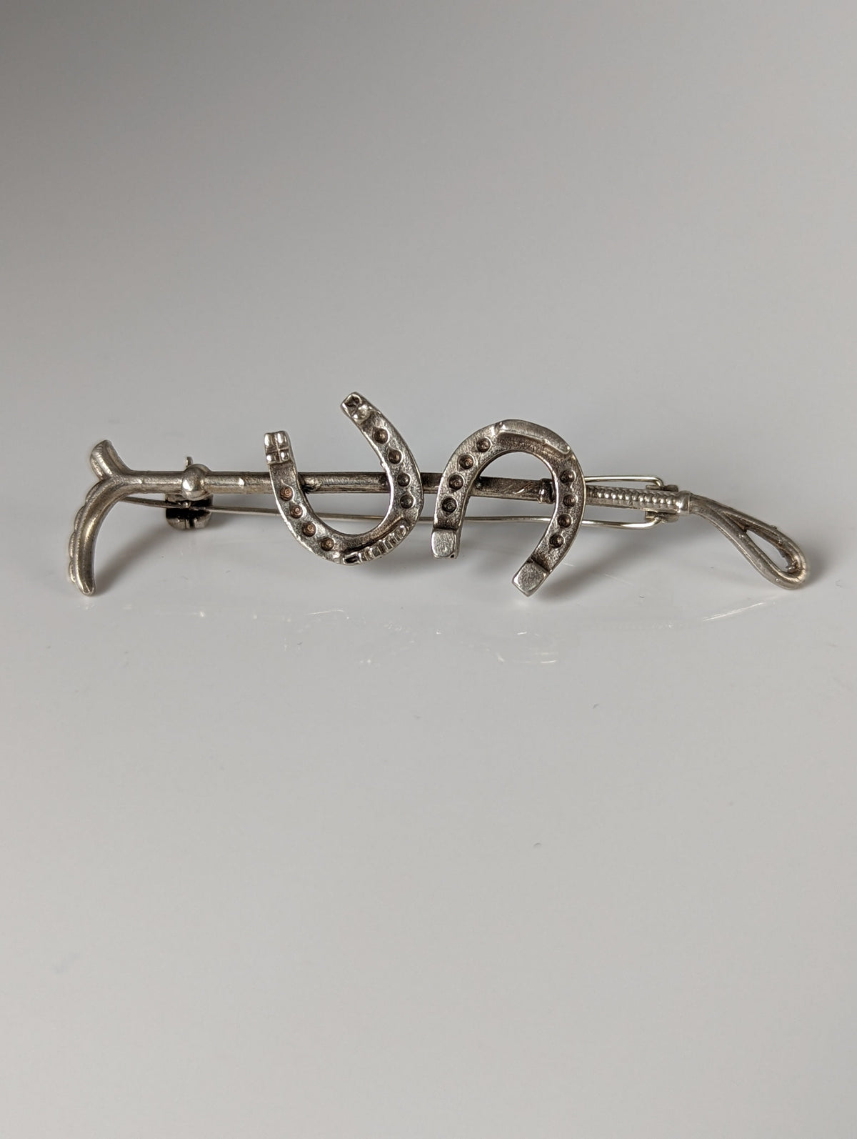 Silver Steed Double Shoe Silver Brooch / Stock Tie Pin