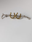 Silver Steed Double Shoe and Cane Brooch / Stock Tie Pin