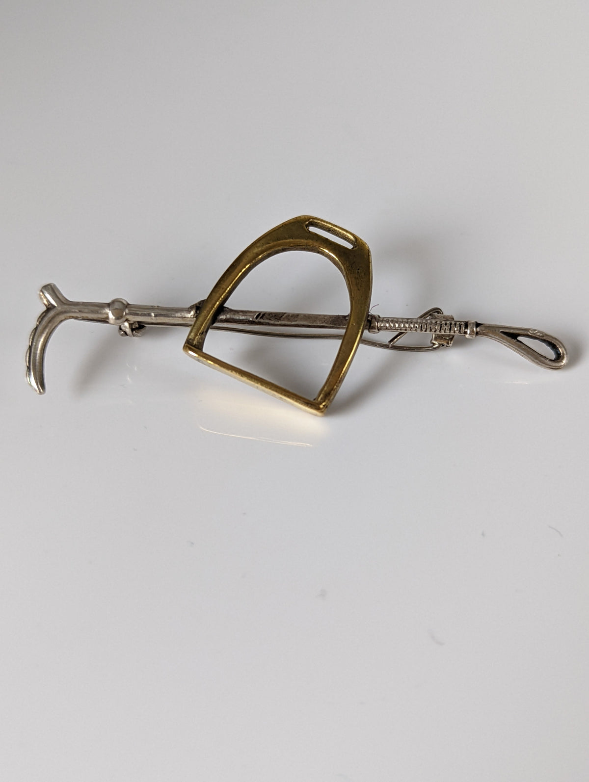 Silver Steed Stirrup & Cane Brooch / Stock Tie Pin