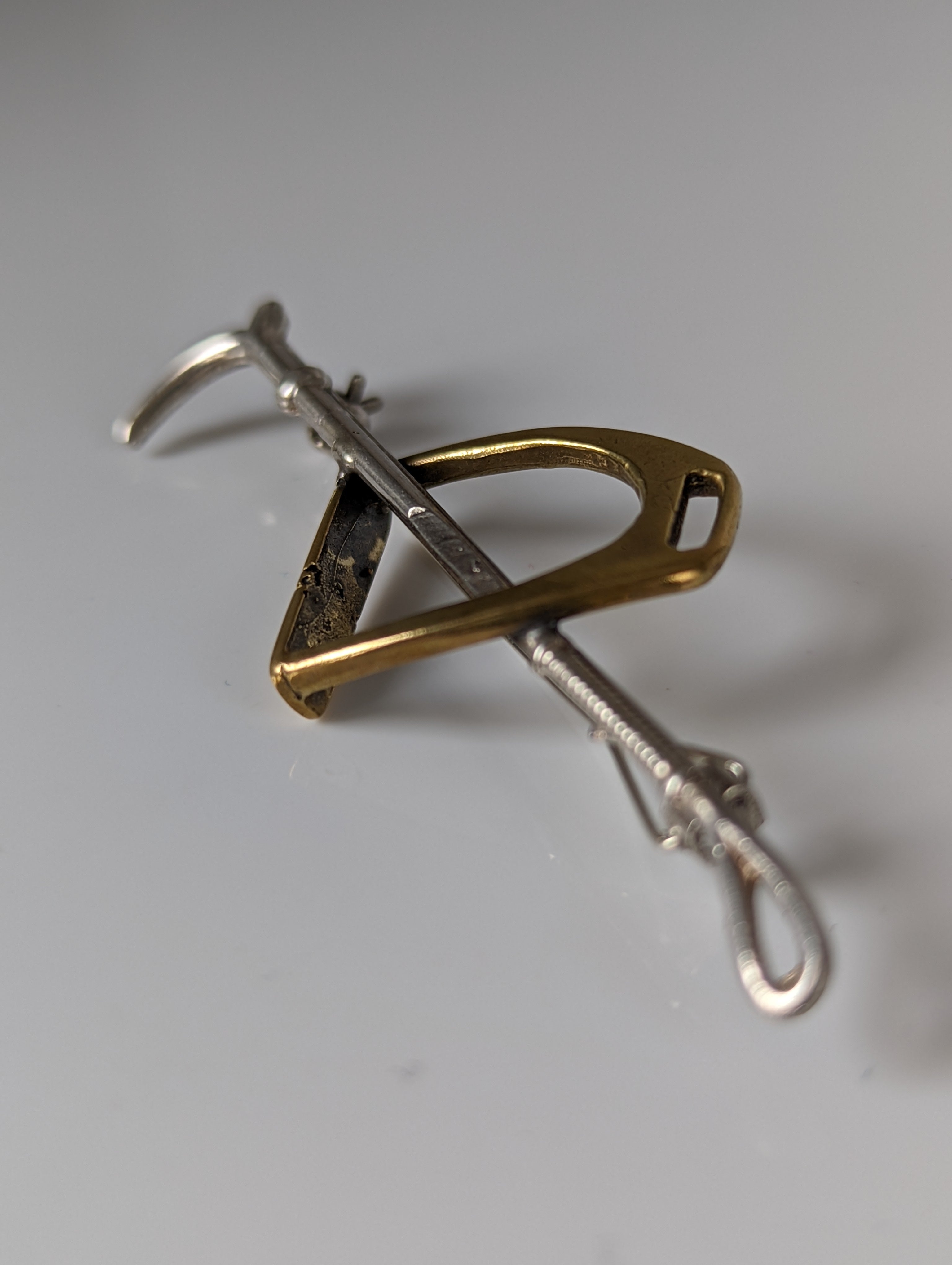 Silver Steed Stirrup & Cane Brooch / Stock Tie Pin