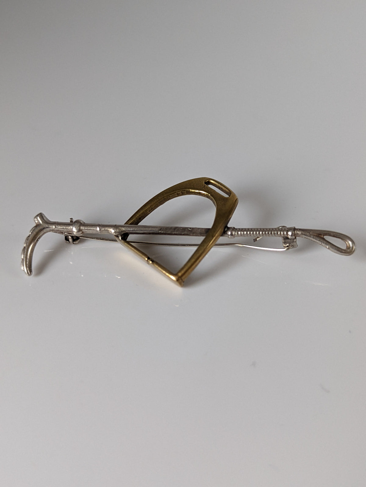 Silver Steed Stirrup & Cane Brooch / Stock Tie Pin