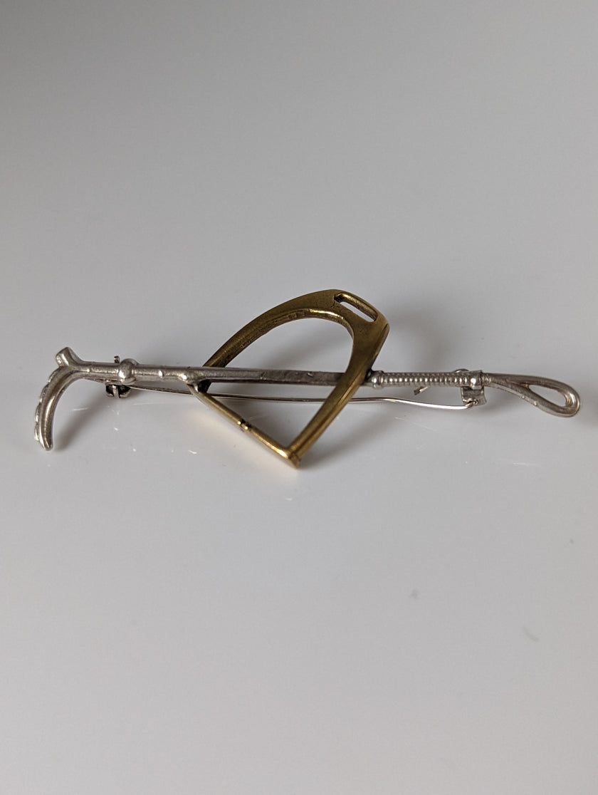 Silver Steed Stirrup & Cane Brooch / Stock Tie Pin