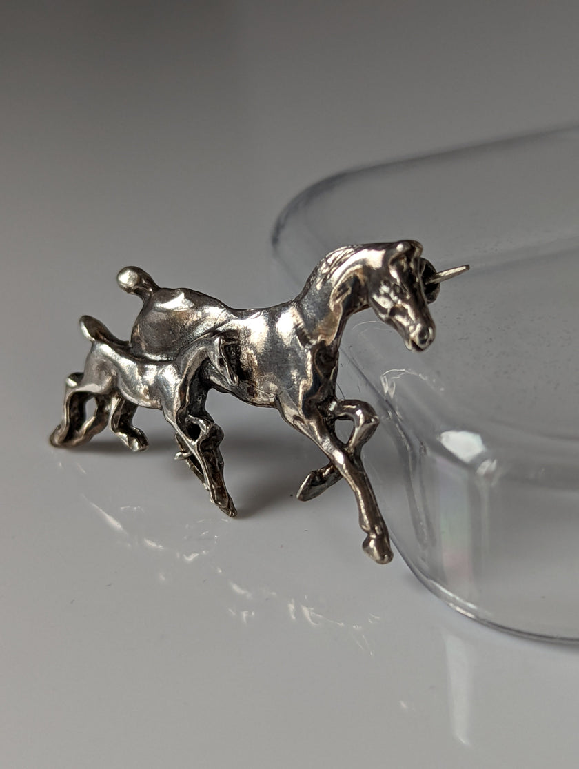 Silver Steed Brood Mare Brooch / Stock Tie Pin