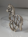 Zilveren Hengst Elegante Piaffe Paard Zilveren Broche / Plastronspeld