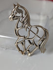 Zilveren Hengst Elegante Piaffe Paard Zilveren Broche / Plastronspeld