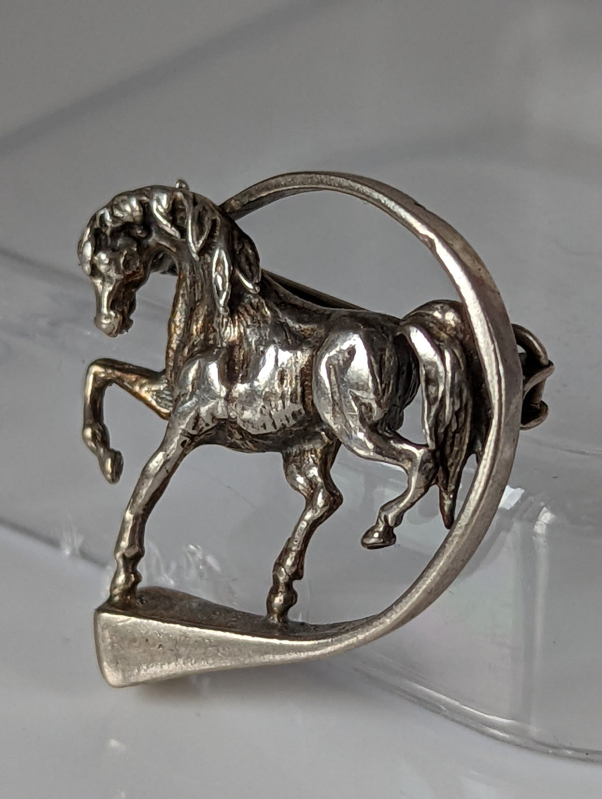 Silver Steed Horse Within Hoofnail Silver Brooch / Stock Tie Pin