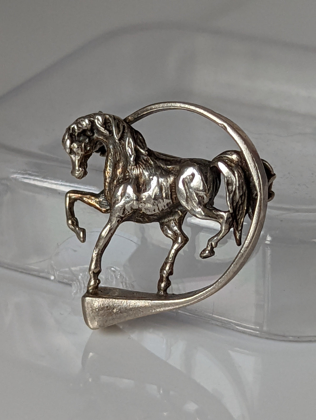 Silver Steed Horse Within Hoofnail Silver Brooch / Stock Tie Pin