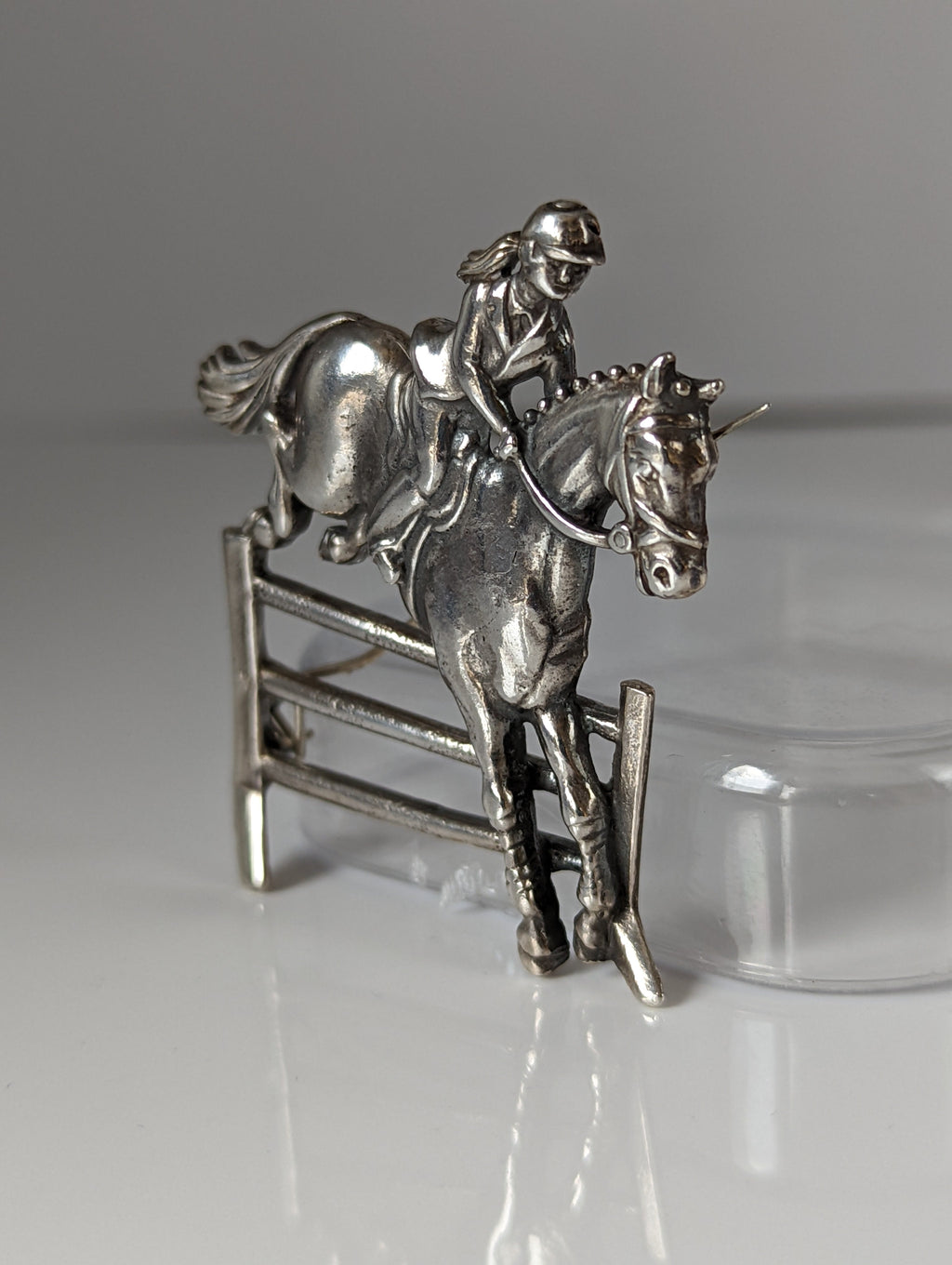 Silver Steed Triple Bar Jump, Show Jumping Brooch / Stock Tie Pin