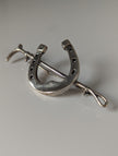 Silver Steed Large Horse Shoe & Cane Silver Brooch / Stock Tie Pin