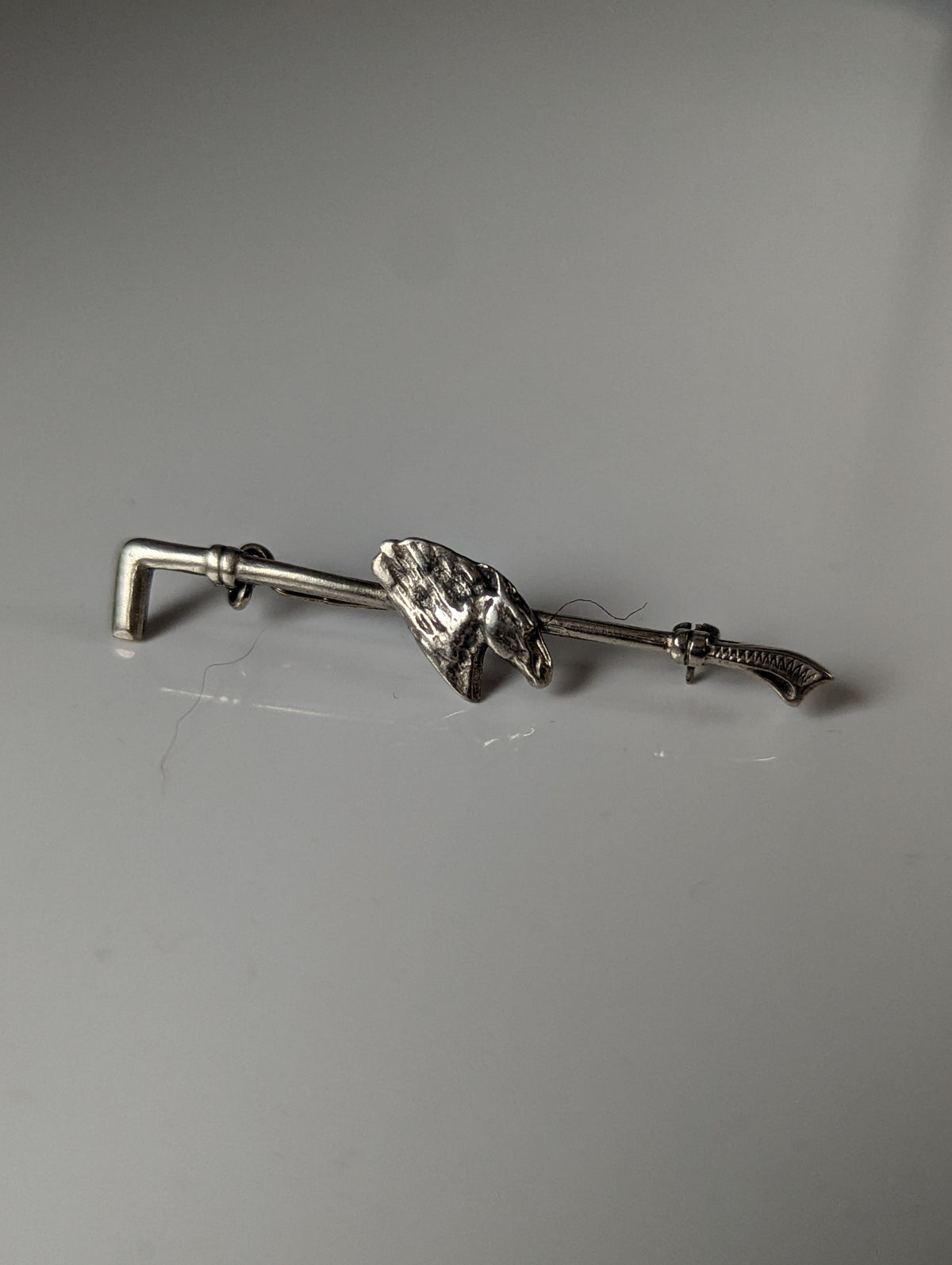 Silver Steed Horse & Cane Brooch / Stock Tie Pin