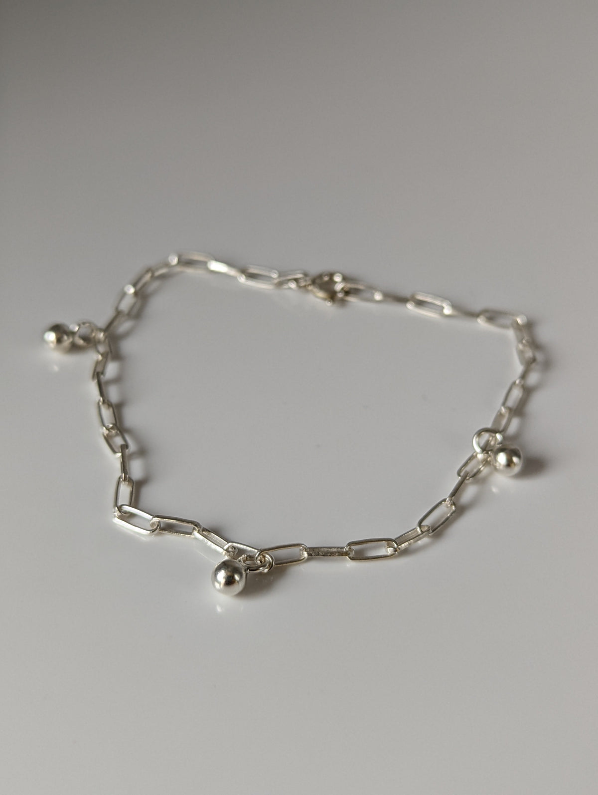 Silver Steed Chain with Ball Charms Silver Bracelet
