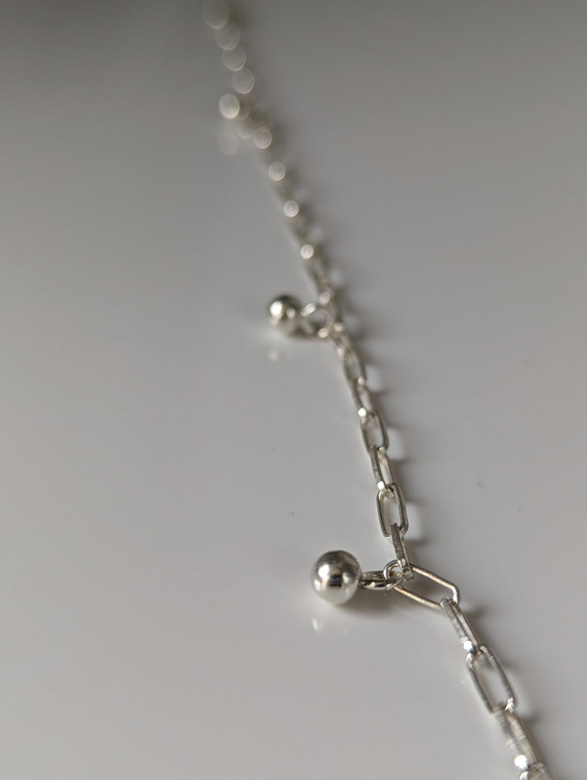 Silver Steed Chain with Ball Charms Silver Bracelet
