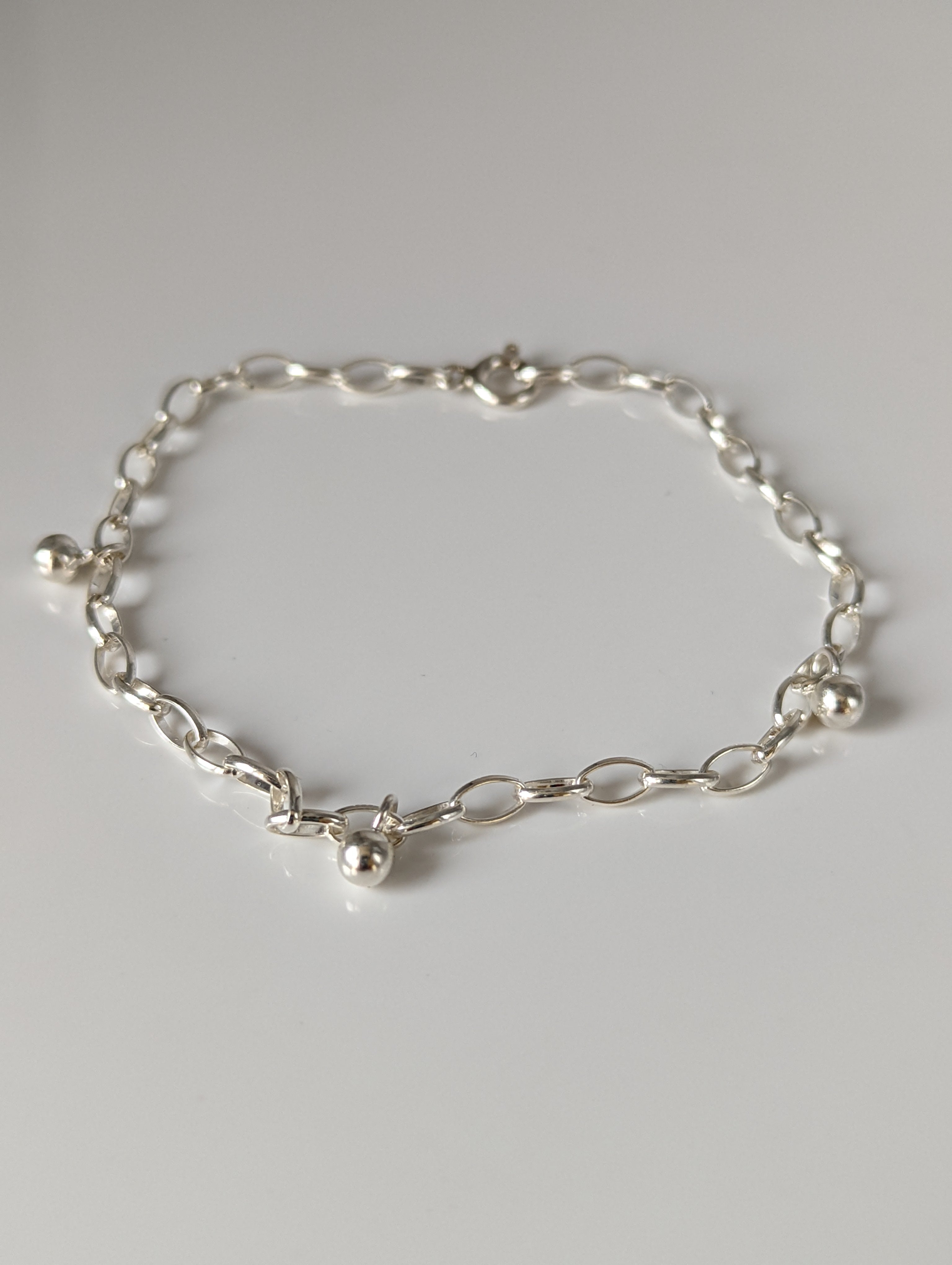Silver Steed Chain with Ball Charms Silver Bracelet