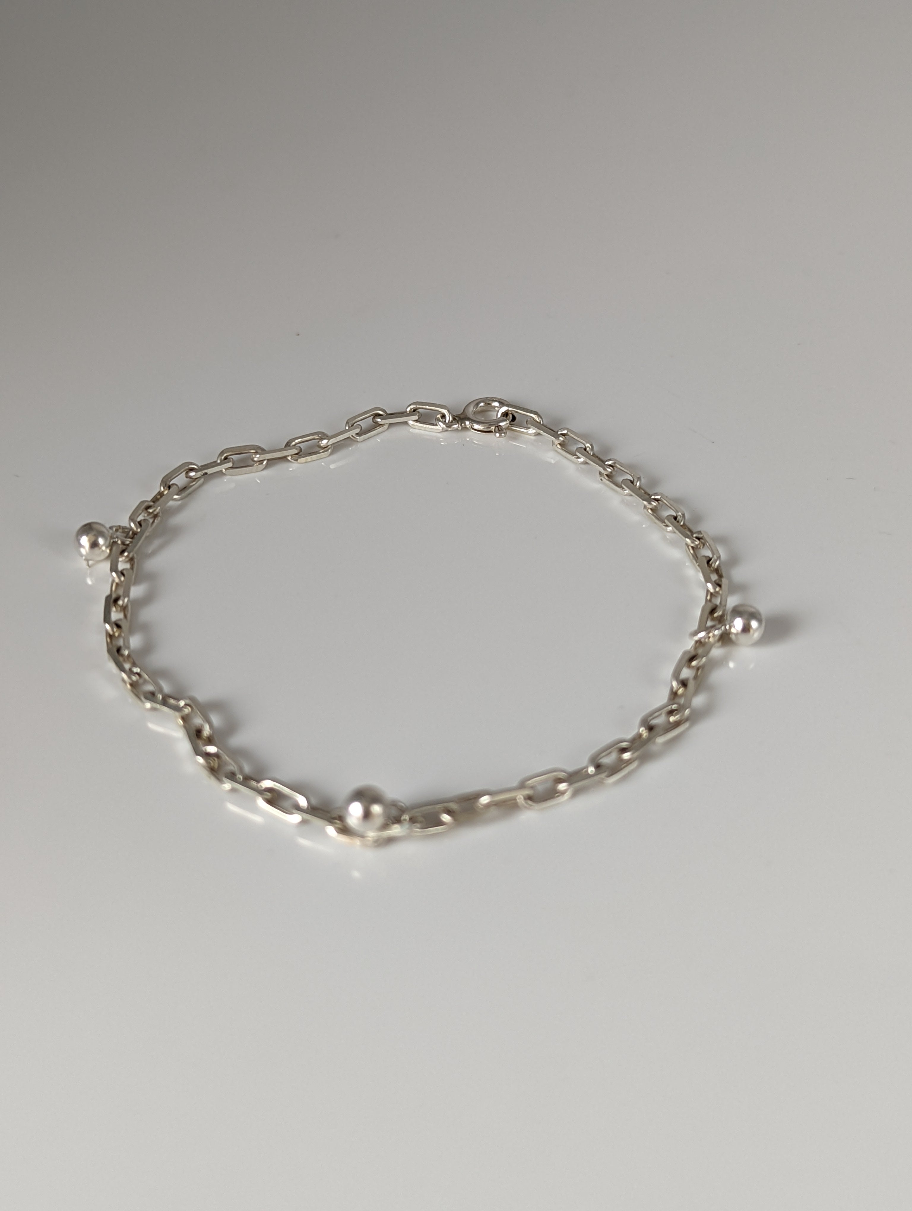 Silver Steed Chain with Ball Charms Silver Bracelet