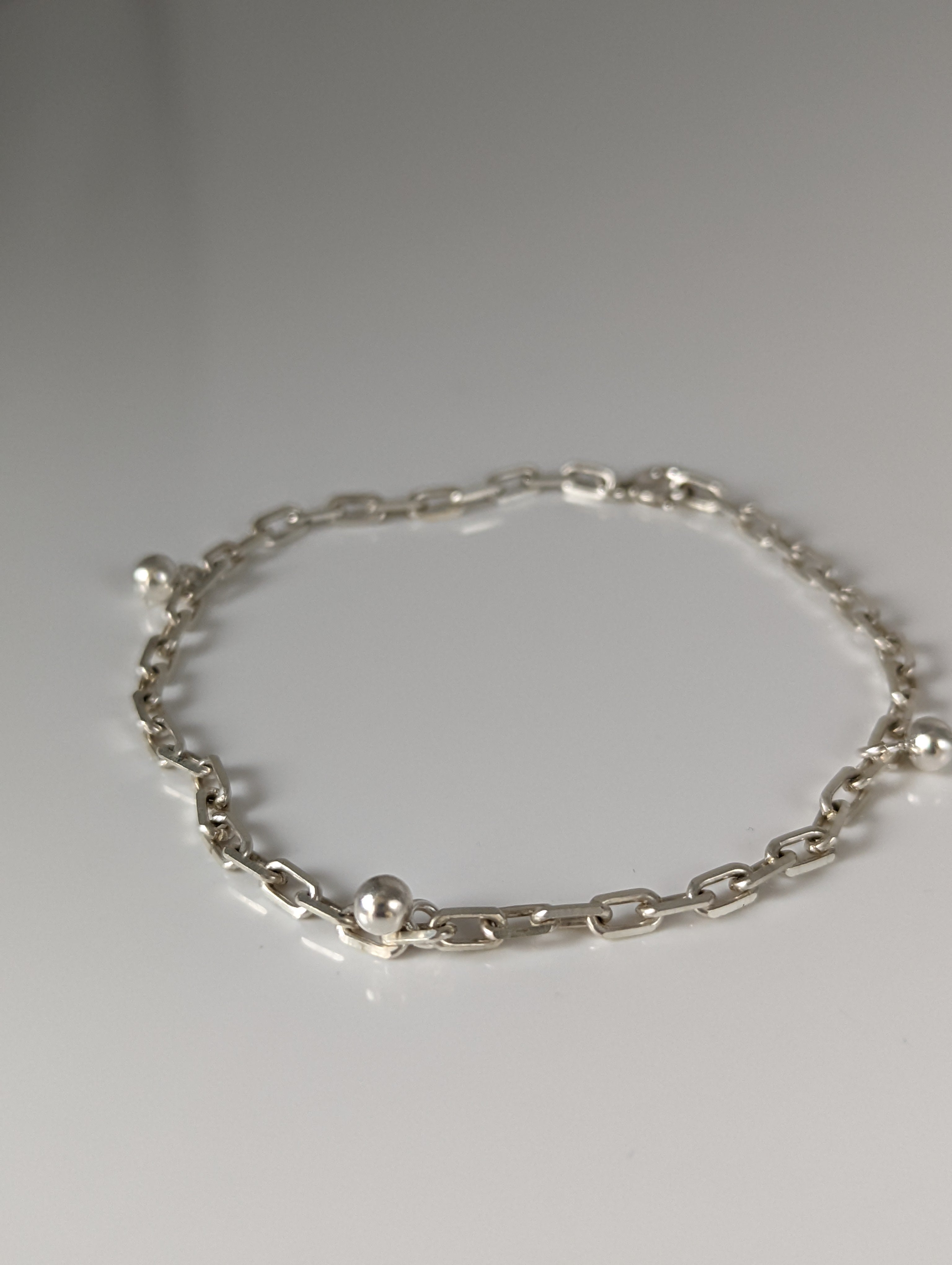 Silver Steed Chain with Ball Charms Silver Bracelet