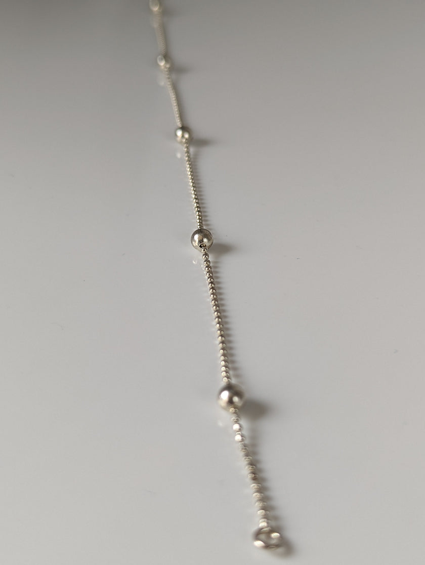 Silver Steed Studded Ball Chain Silver Bracelet