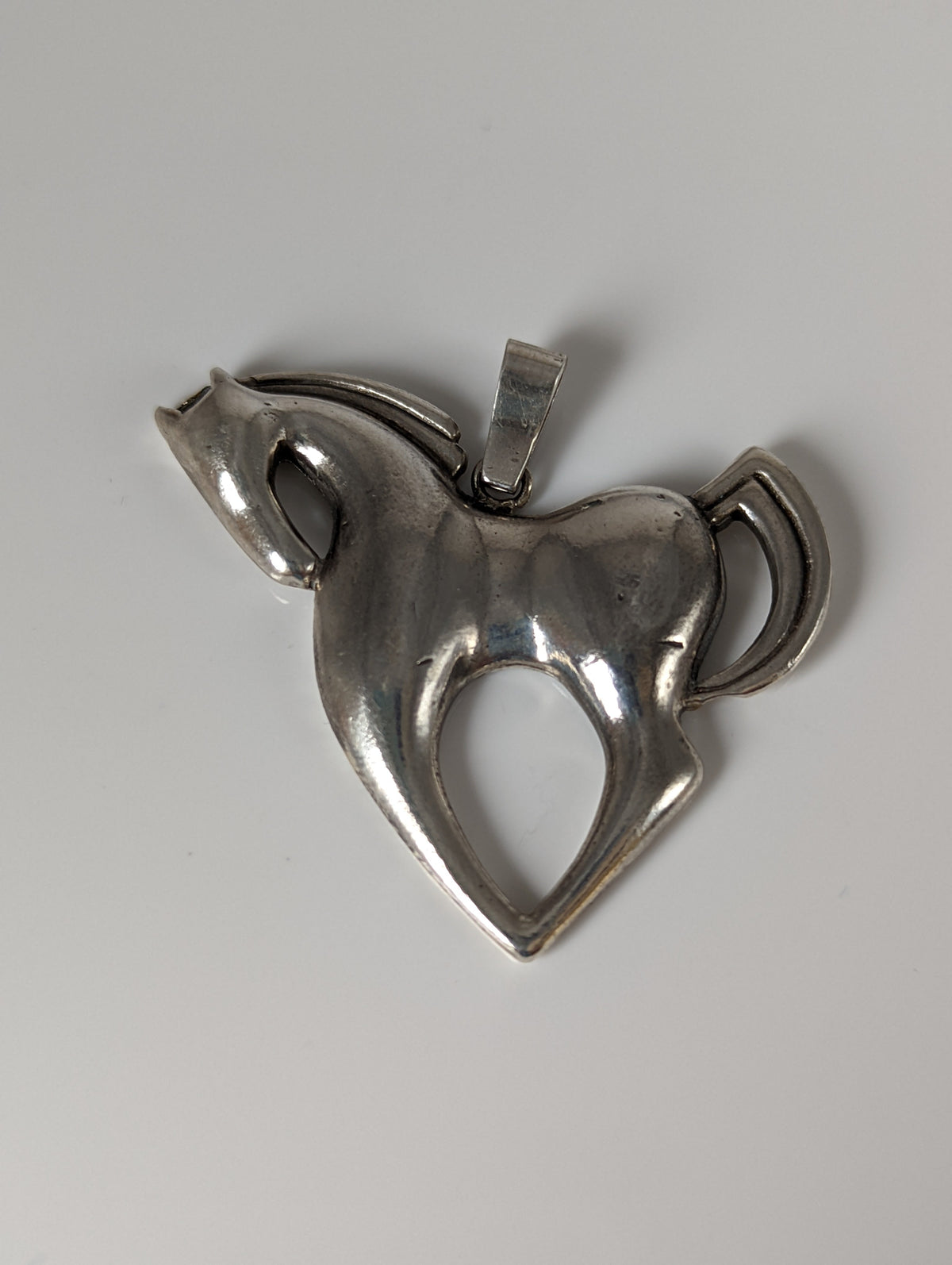 Silver Steed Simple Large Horse Silver Pendant