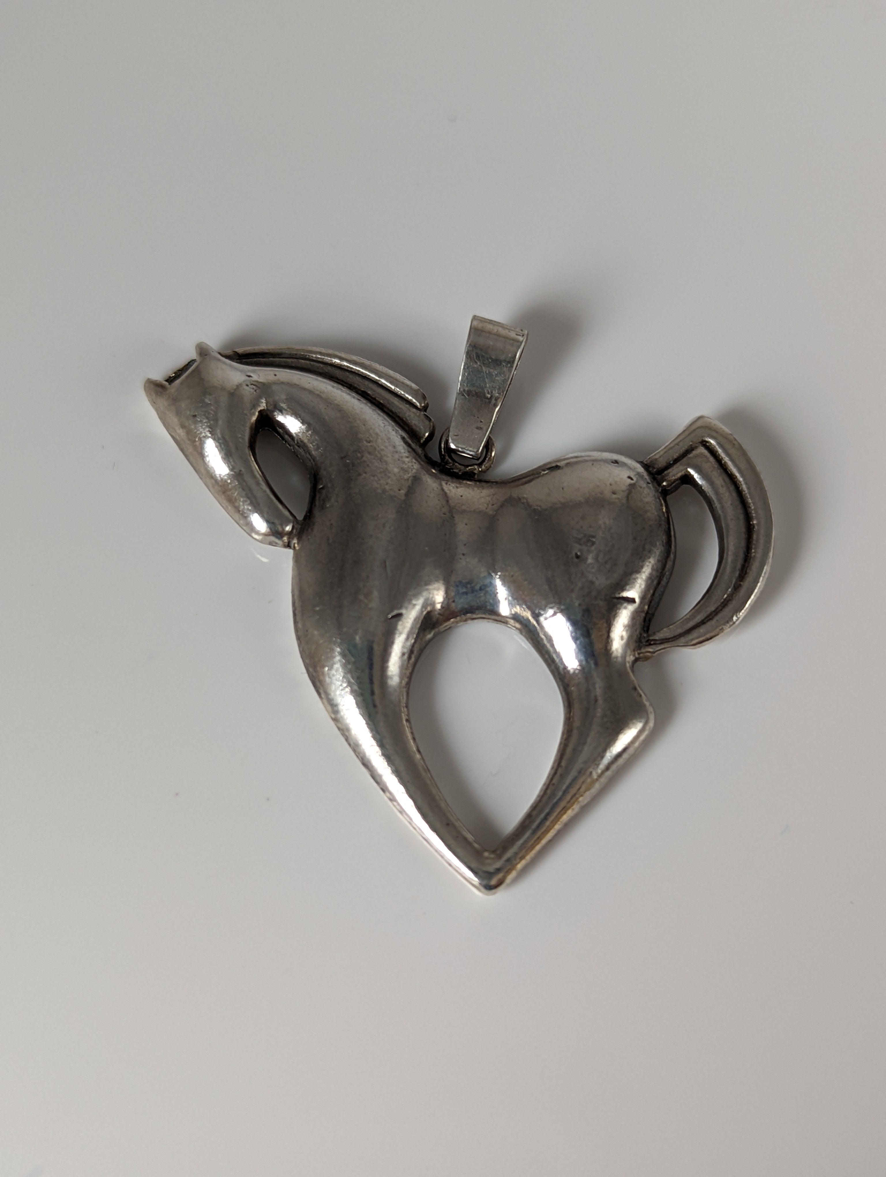 Silver Steed Simple Large Horse Silver Pendant