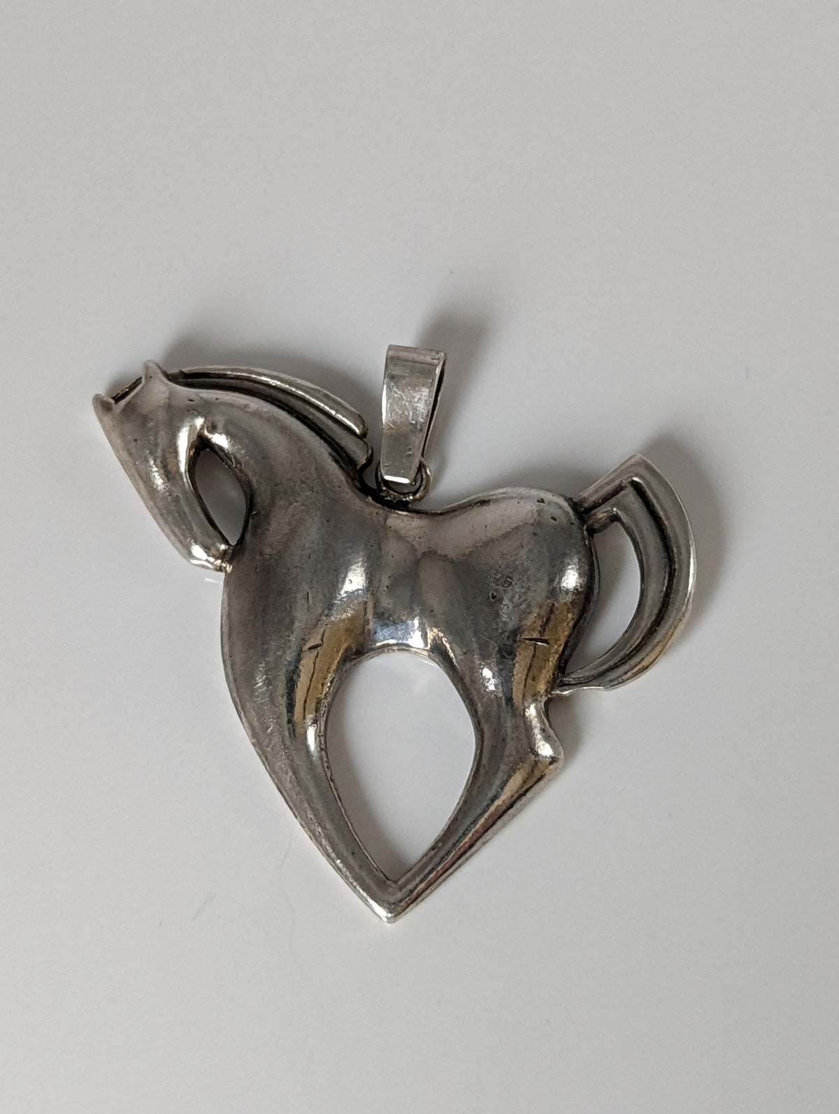 Silver Steed Simple Large Horse Silver Pendant