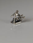 Silver Steed Jump Over a Stirrup, Stirrup & Jockey Silver Pendant