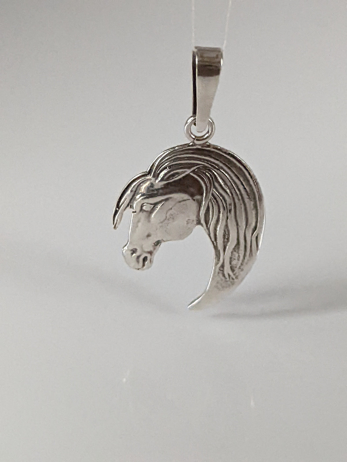 Silver Steed Long Mane Horse Head Silver Pendant