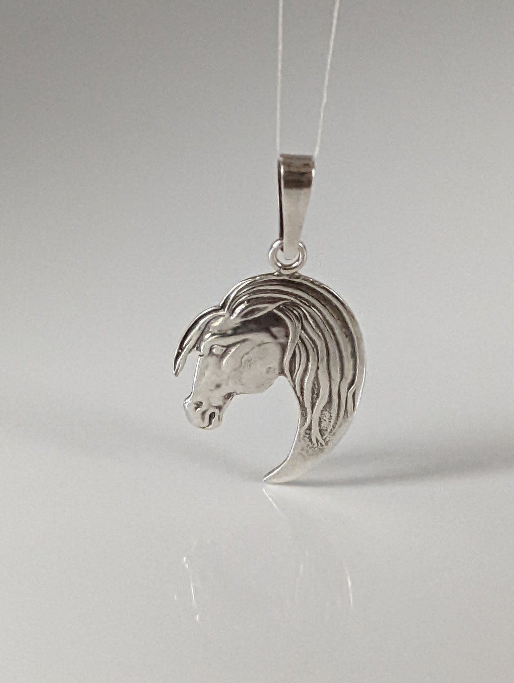 Silver Steed Long Mane Horse Head Silver Pendant